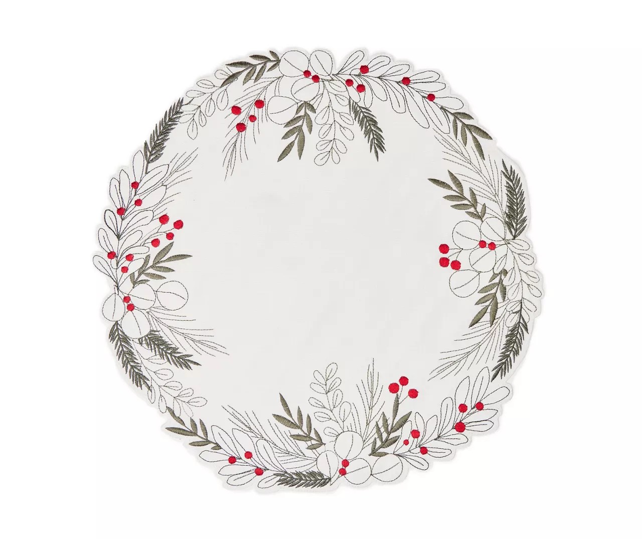 White, Green & Red Be Merry Cutout Round Placemat Big Lots