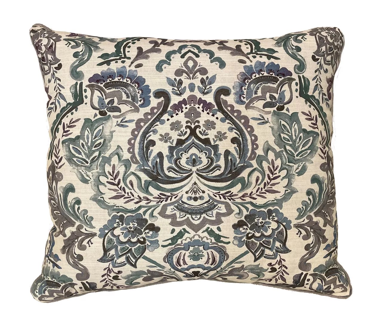 Jia Teal & Beige Floral Damask Throw Pillow Big Lots