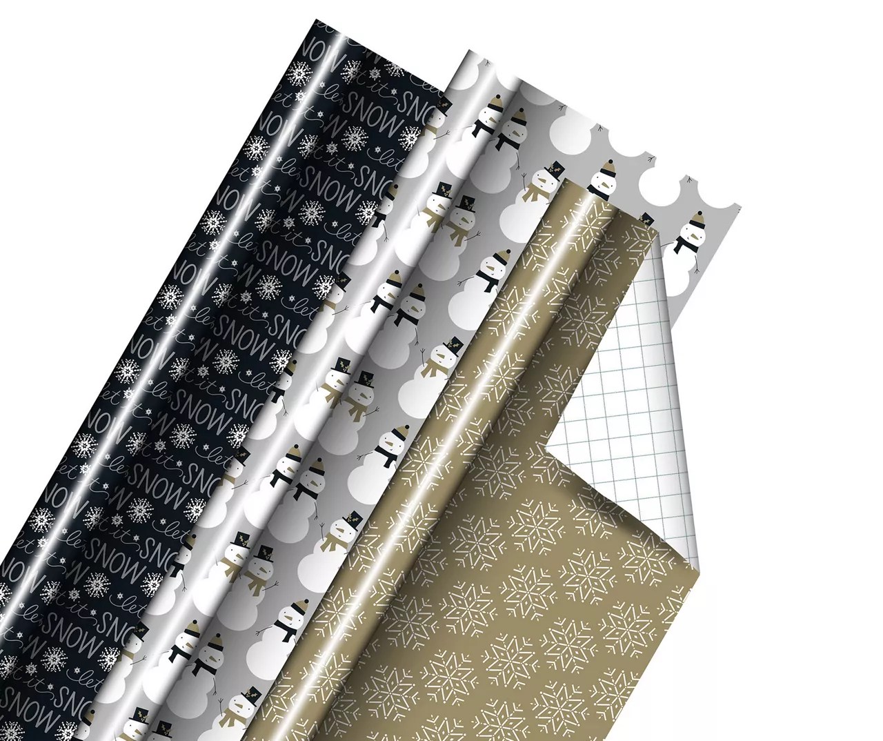 American Greetings 100 Sq. Ft. Black, White & Gold Gridline Wrapping