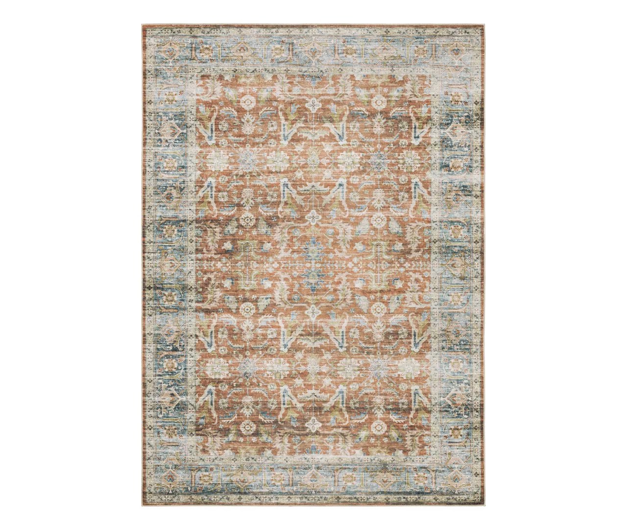 Chloe Rust & Blue Floral Area Rug Big Lots