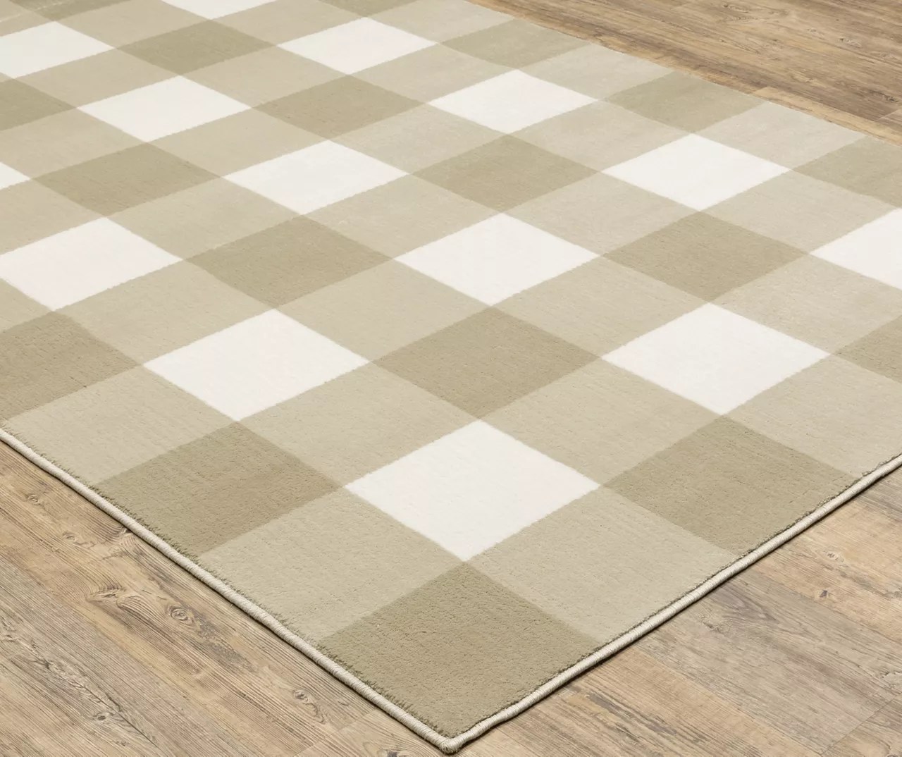 Beige & Ivory Buffalo Check Area Rug, (5.3' x 7.3') Big Lots