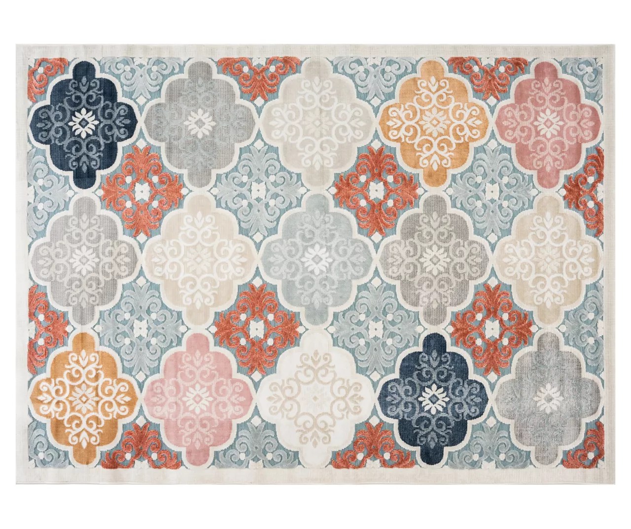 Sommerset Hills Brick Red & Blue Medallion Outdoor Area Rug Big Lots