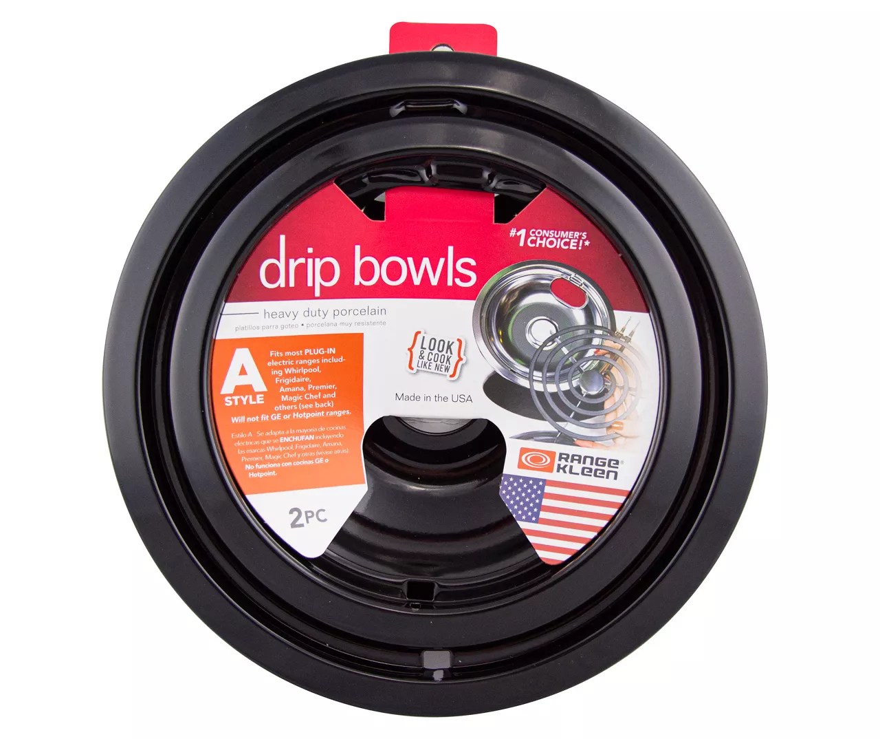 Range Kleen Black Style A Porcelain Drip Bowls, 2-Pack | Big Lots