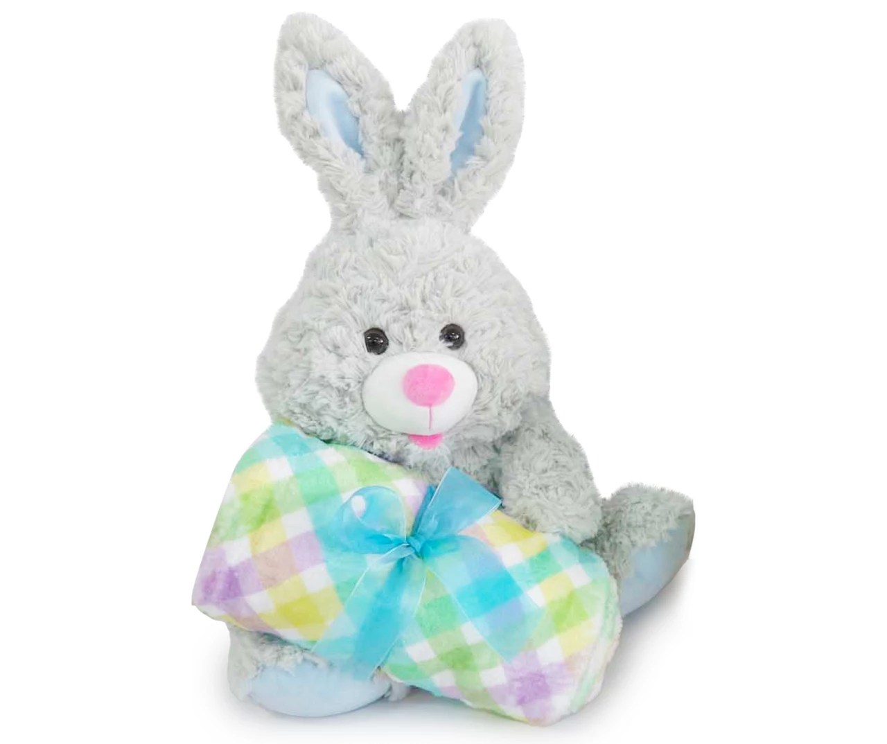 Big Lots Easter Bunny Plush with Plaid Blanket Big Lots