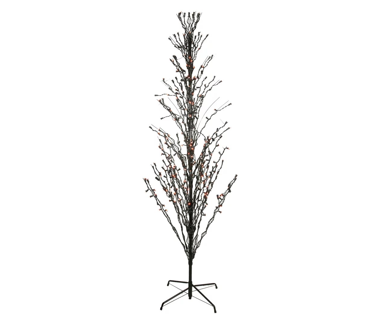 Northlight 6' Black Cascading LightUp Twig Tree with Orange Lights