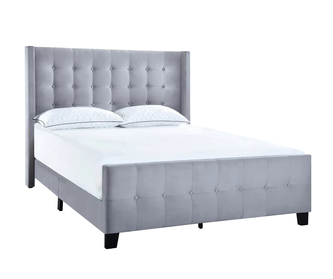 Dove Gray Modern Wing Upholstered King Bed Big Lots