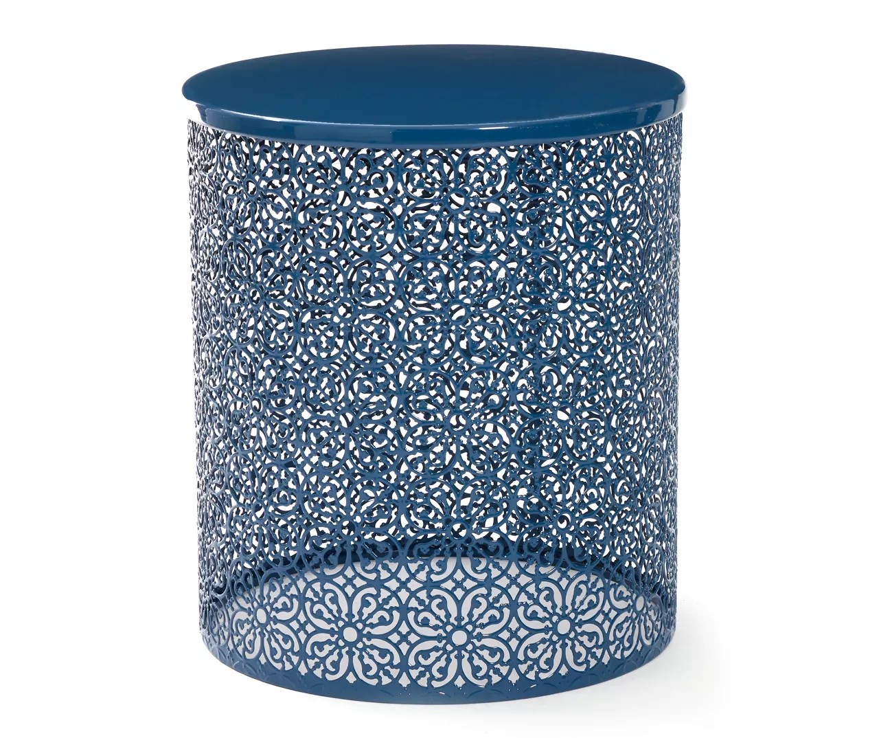 Real Living 18.5" Navy Blue Wrought Iron CutOut Metal Drum Garden