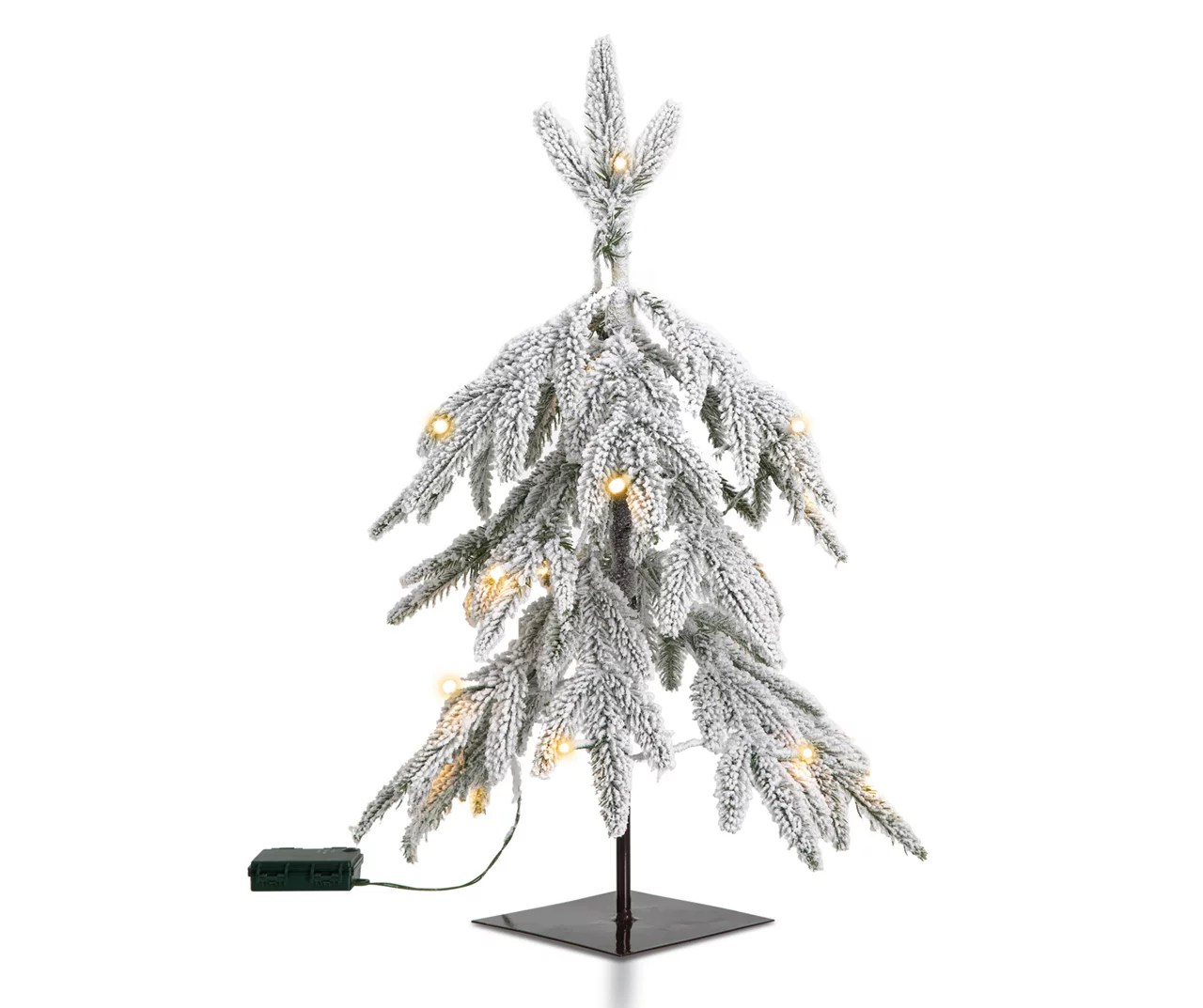Glitzhome 2' Flocked Down Swept Wrapped PreLit LED Artificial