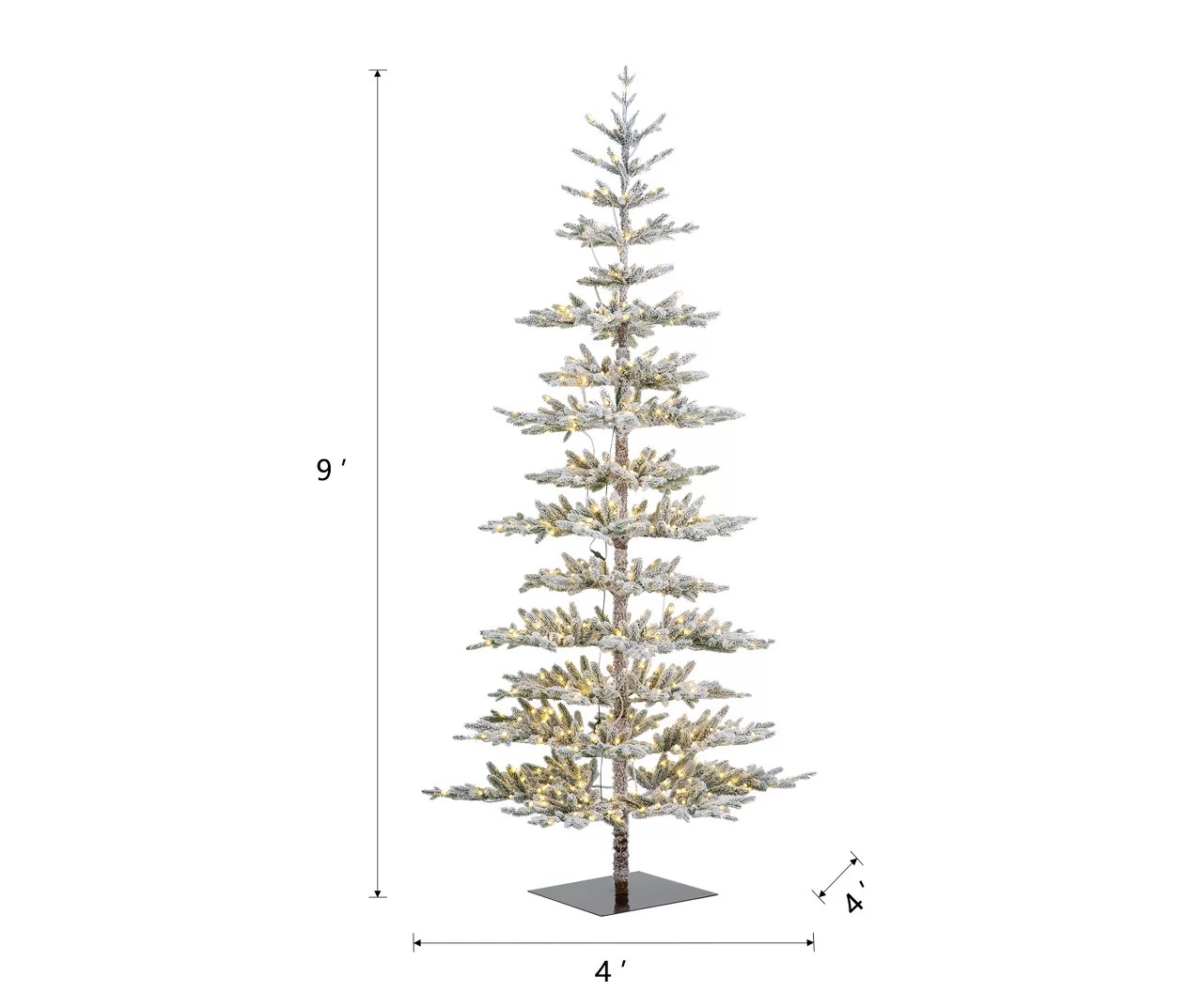 Glitzhome 9' Flocked Pine Slim Pre-Lit LED Artificial Christmas Tree