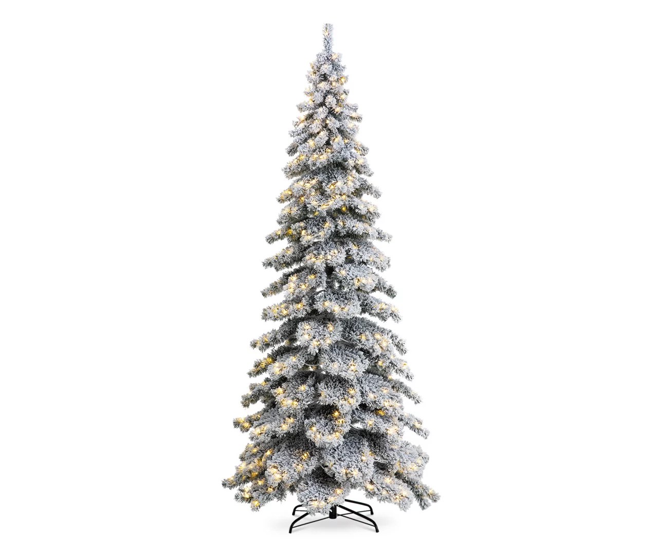 Glitzhome 9' Flocked Layered Spruce PreLit LED Artificial Christmas