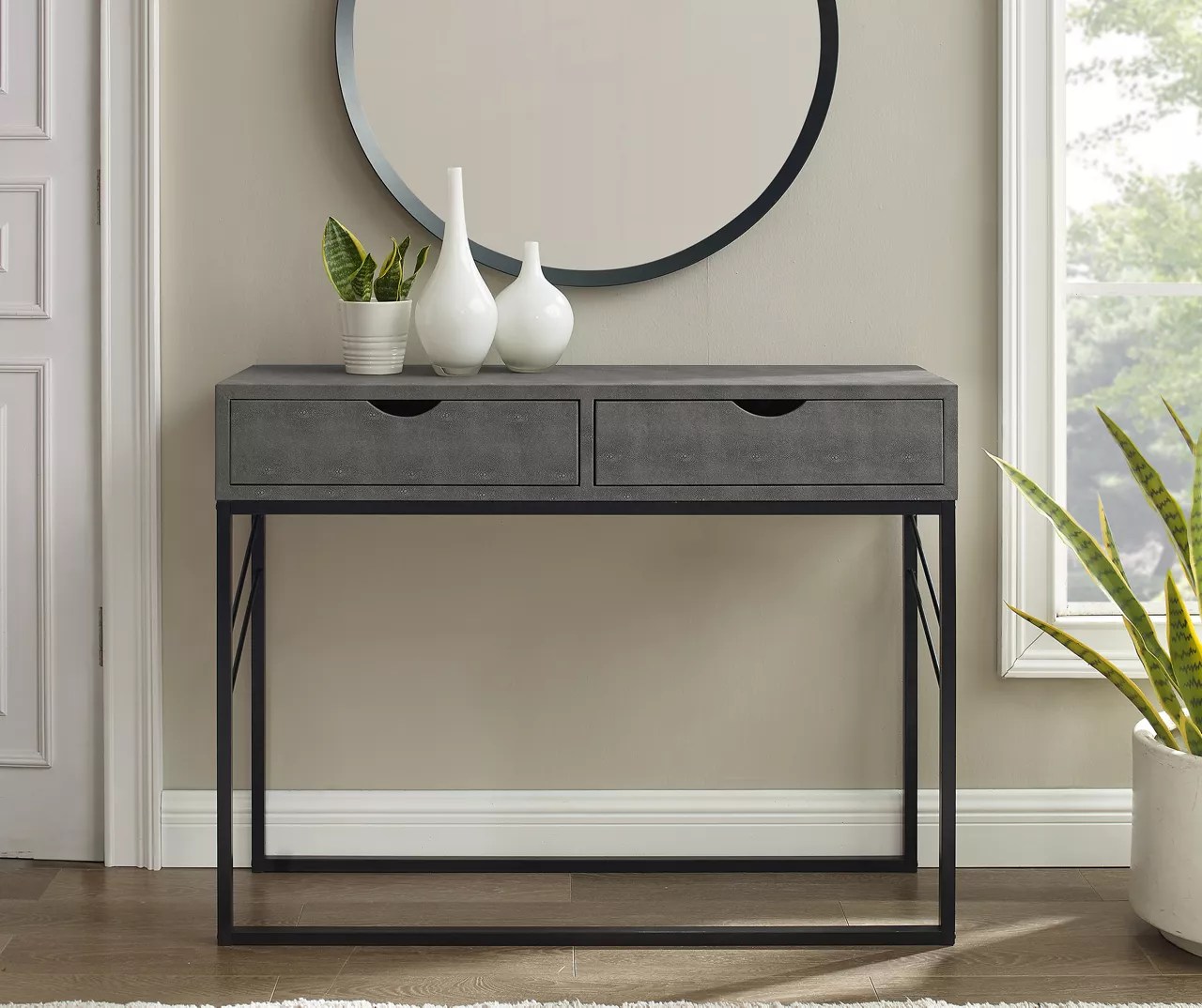 Walker Edison Gray Faux Shagreen 2Drawer Console Table Big Lots