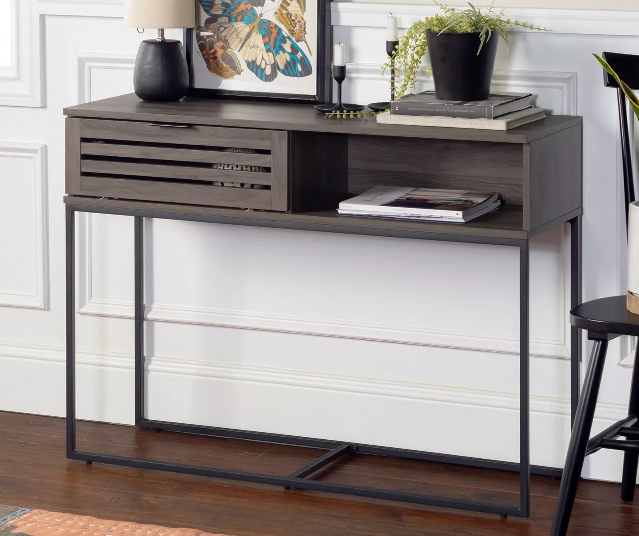 Walker Edison Slate Gray Slat Door Console Table Big Lots