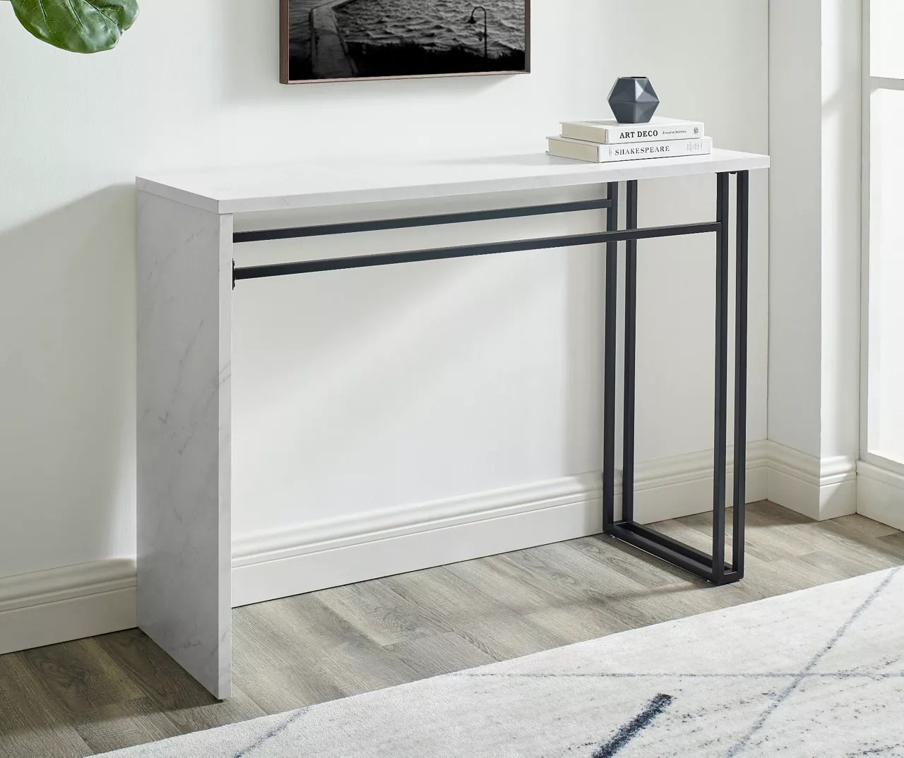 Walker Edison Faux White Marble Waterfall Console Table Big Lots