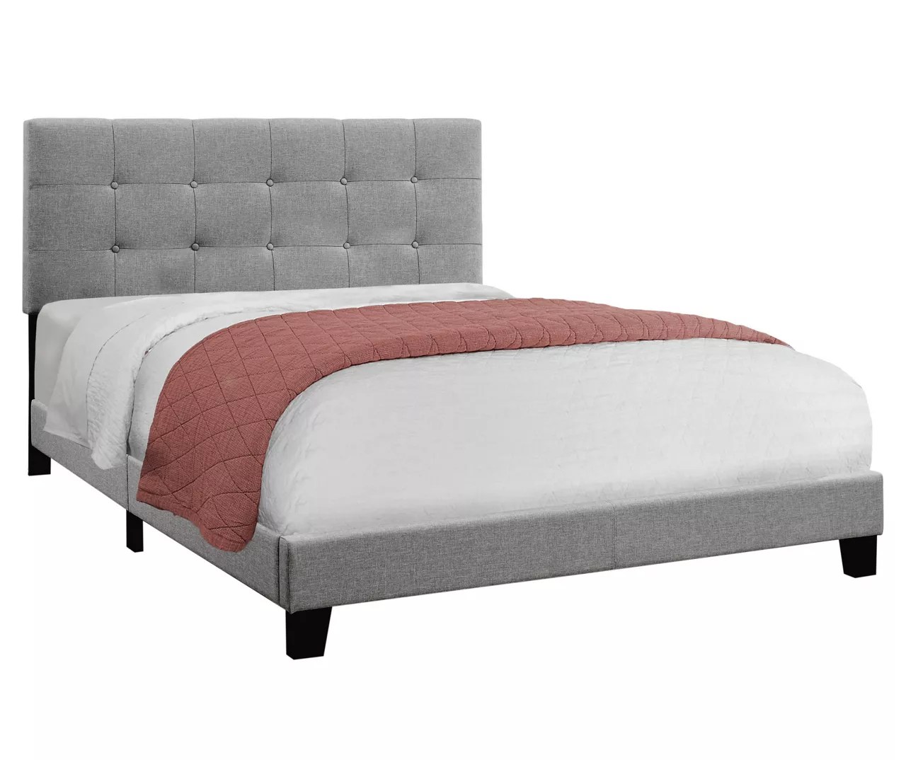 Monarch Gray Linen Tufted Queen Bed Big Lots
