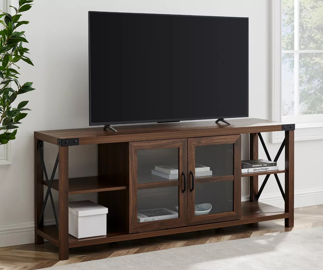 Walker Edison 60" Dark Walnut X Side TV Stand Big Lots
