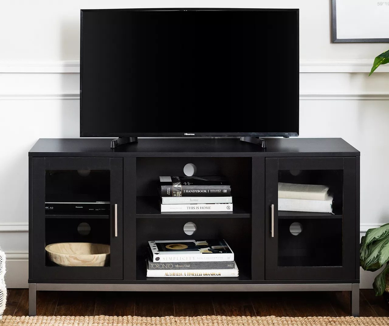Walker Edison 52" Black Glass 2Door TV Stand Big Lots
