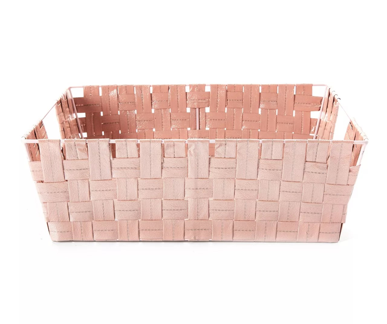 Home Expressions Rose Gold Shallow Metallic Woven Storage Bin Big Lots