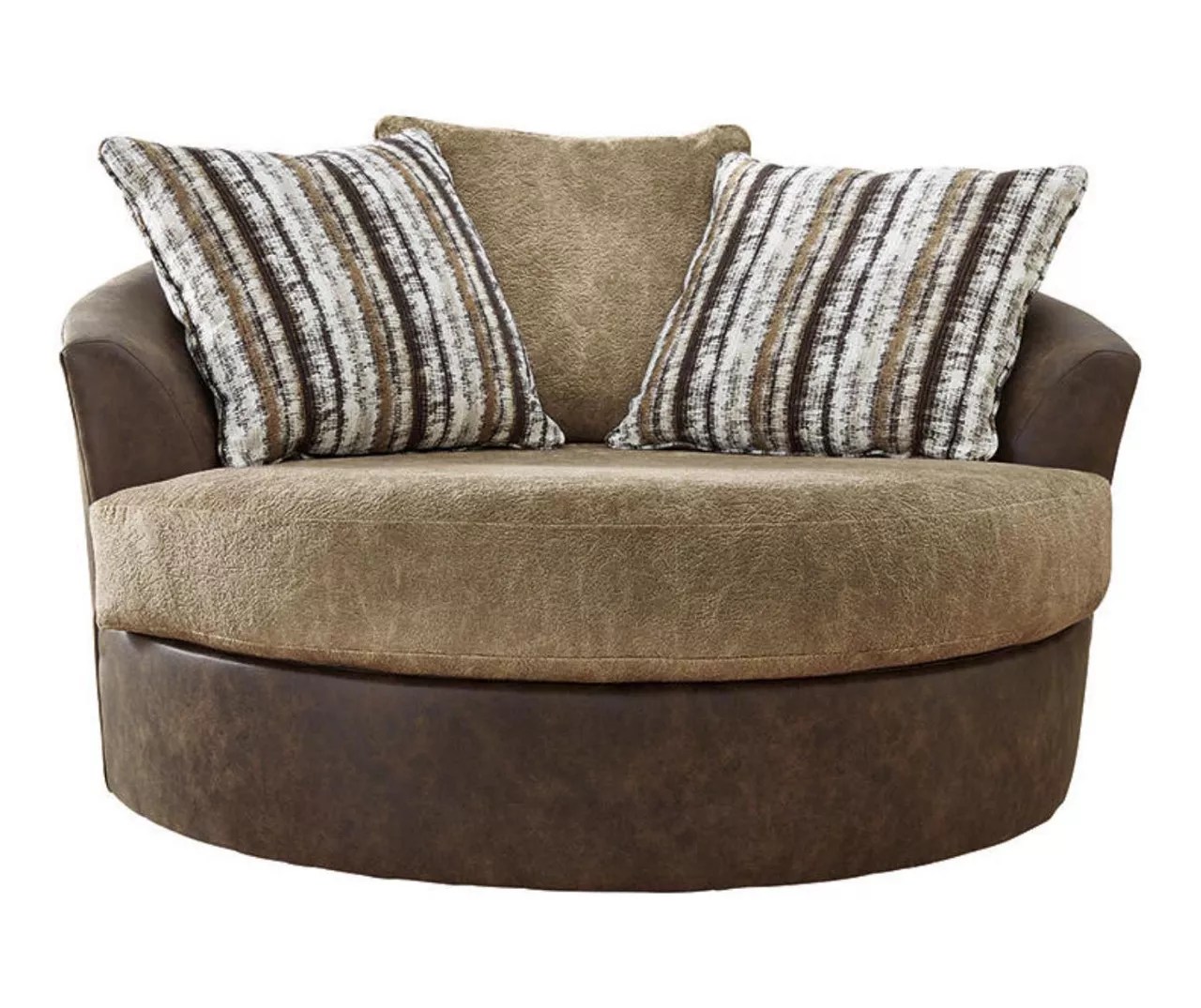 Signature Design By Ashley Alesbury Brown Faux Leather Oversize Swivel