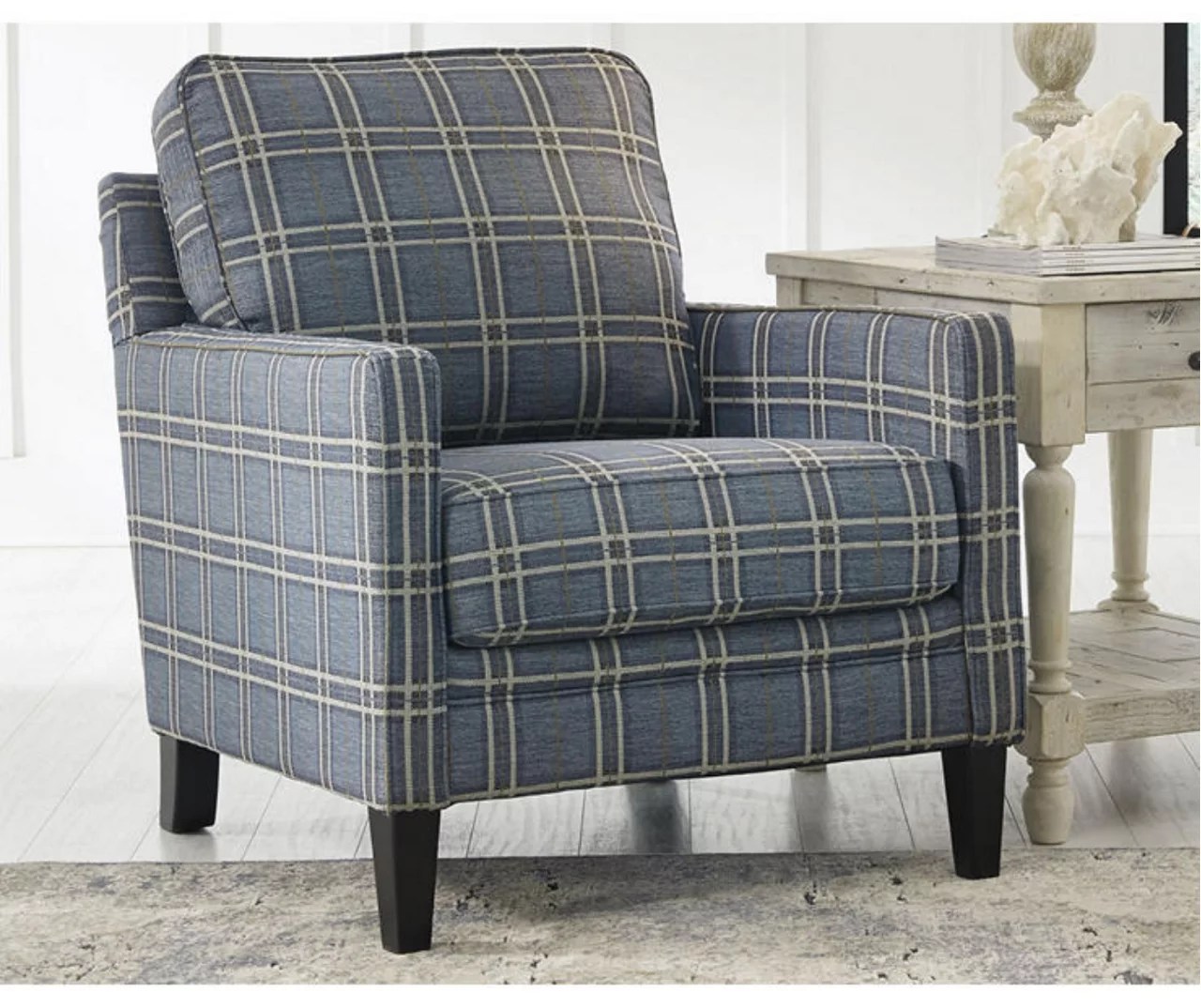 Signature Design By Ashley Traemore Blue Check Accent Chair Big Lots