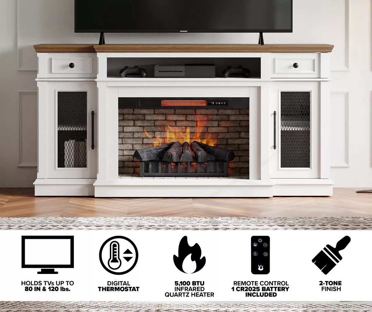 Broyhill 73.5" Castillo Electric Fireplace Console | Big Lots