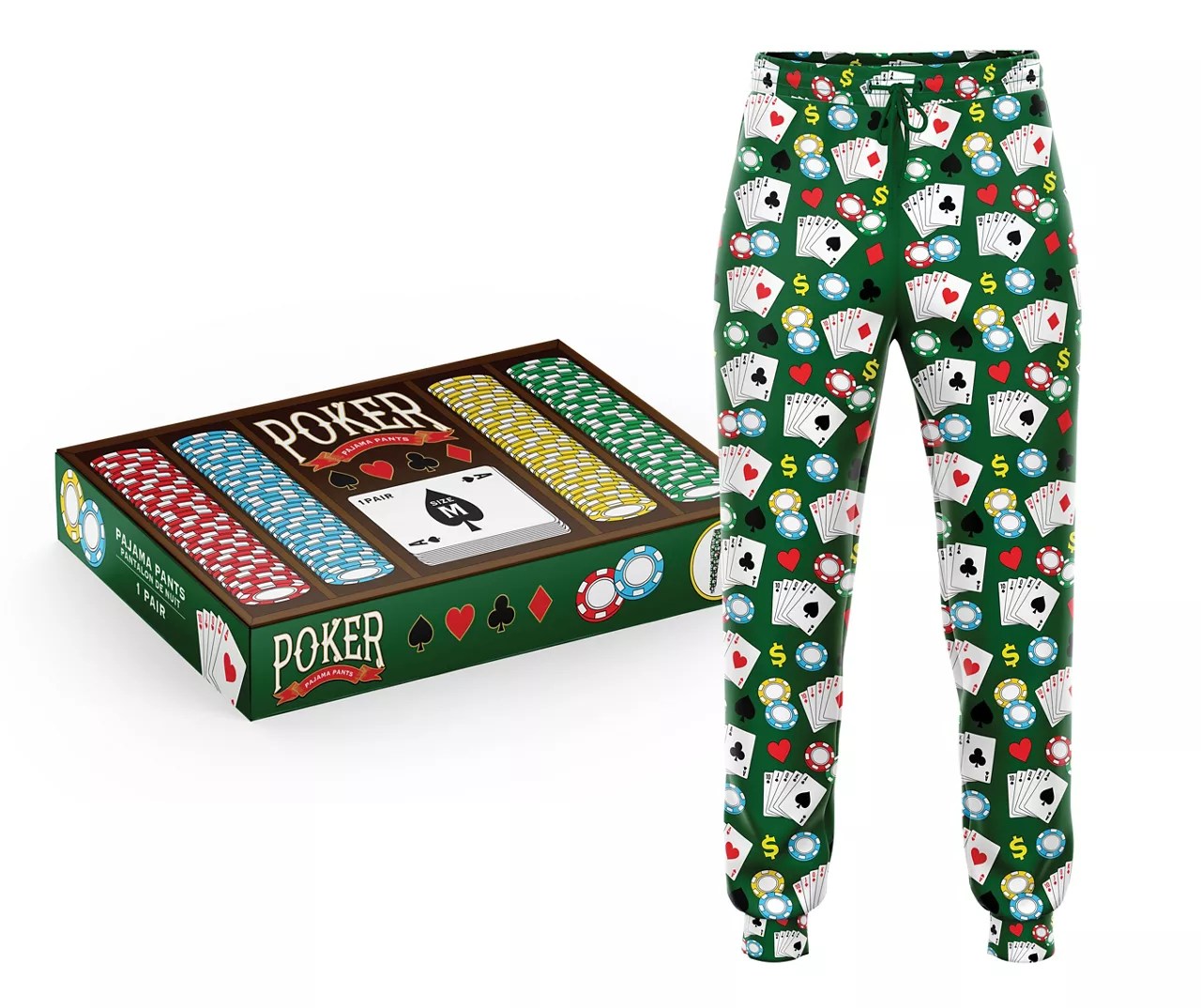 Men's Green & White Poker Novelty Lounge Pants Big Lots
