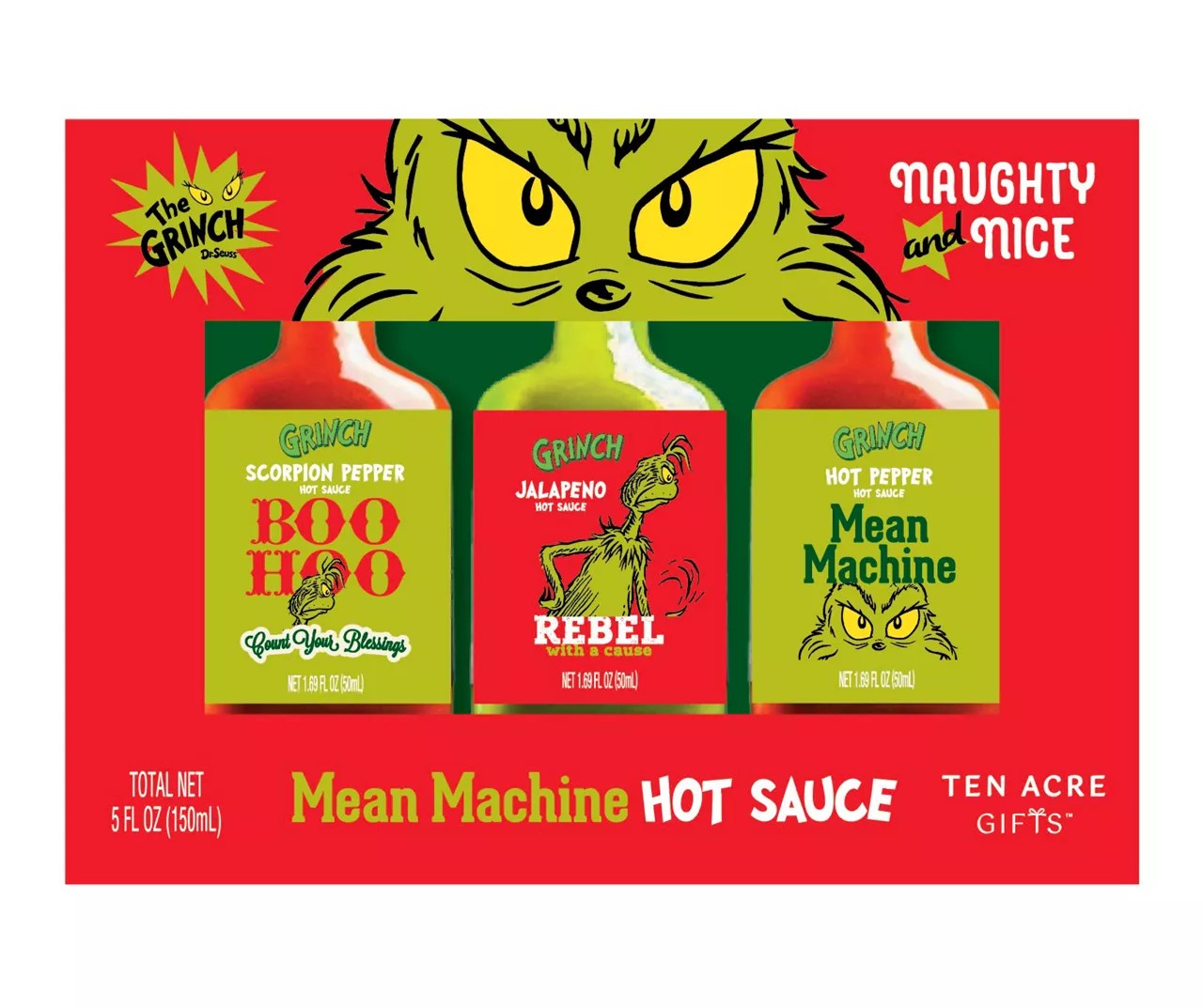 Dr. Seuss Grinch Mean Machine 3Piece Hot Sauce Set Big Lots