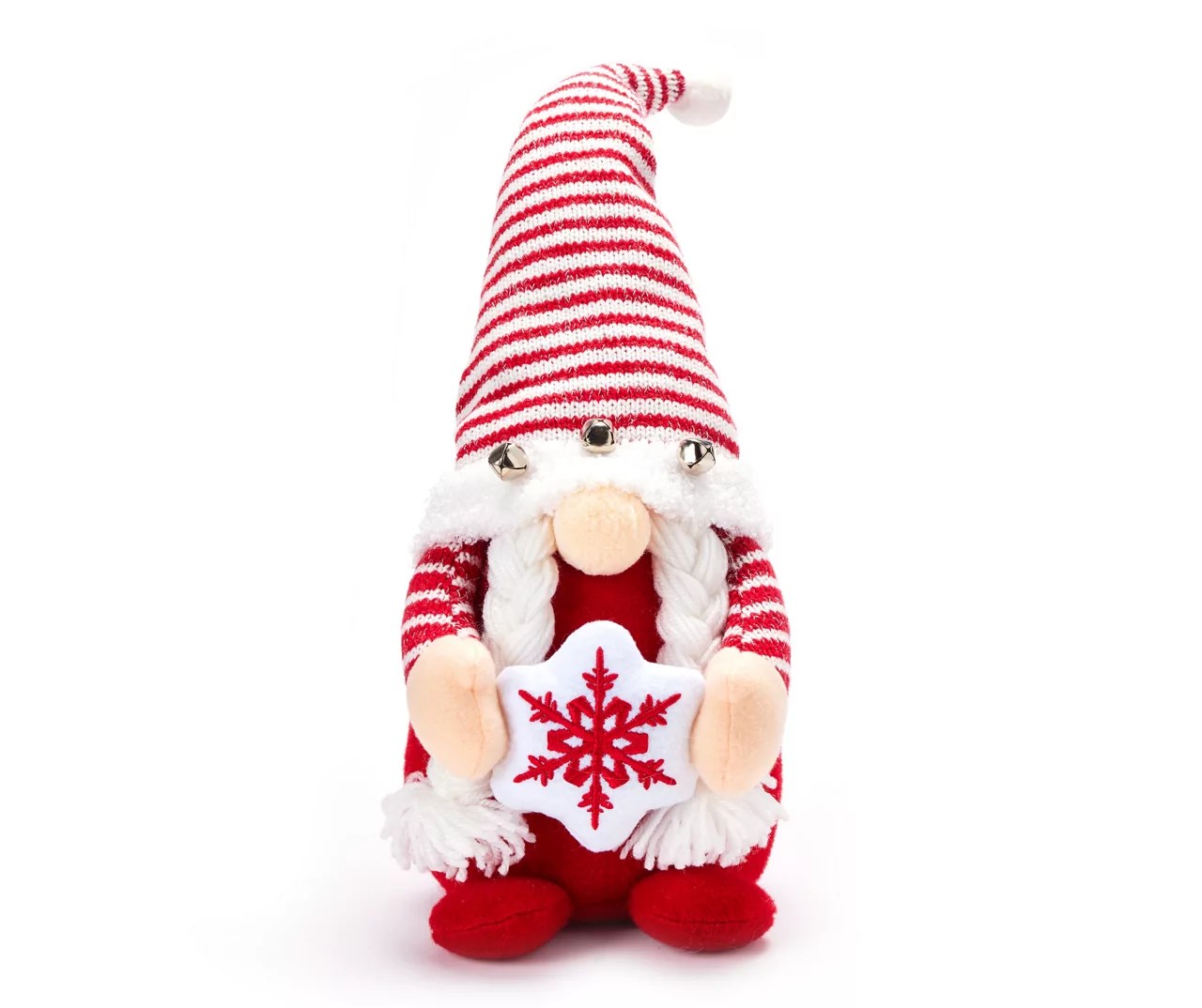 Winter Wonder Lane Red & White Stripe Gnome Holding Snowflake Plush