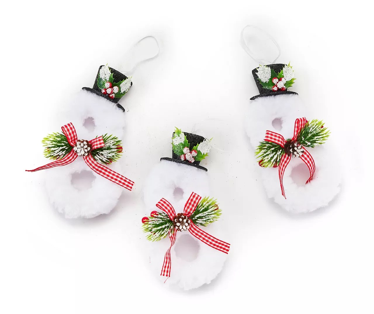 Winter Wonder Lane White Fur Snowman Ornaments, 3Pack Big Lots