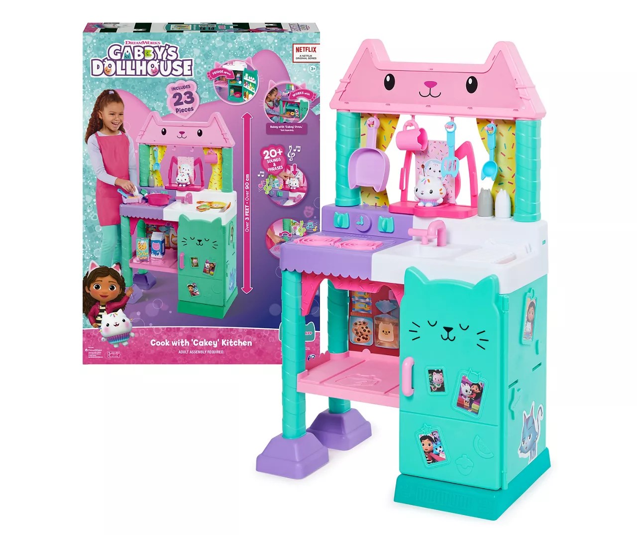 Gabby's Dollhouse Pink & Aqua Cakey Kitchen Set Big Lots