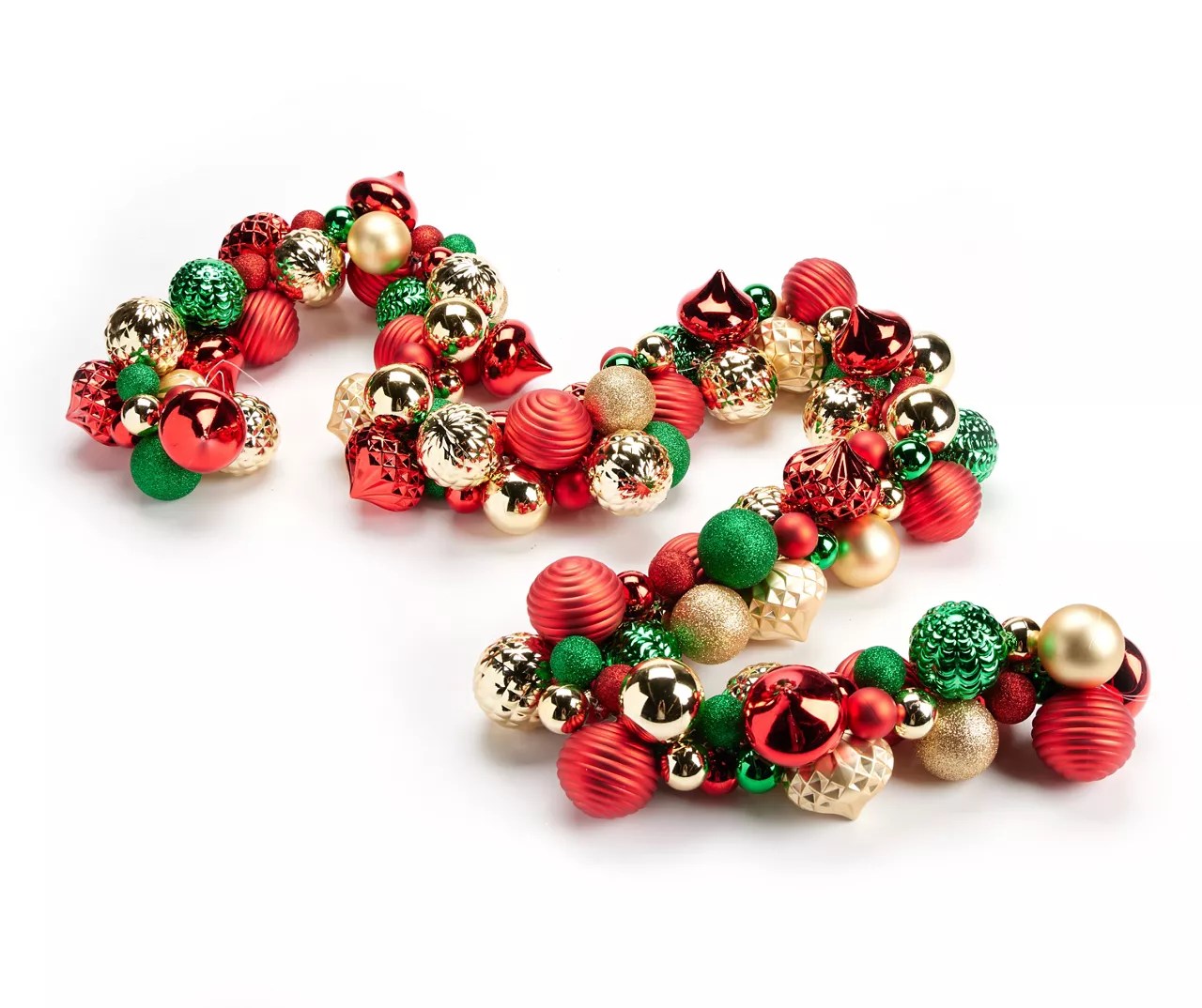 Winter Wonder Lane 6' Red, Green & Gold Cluster Ornament Garland Big Lots