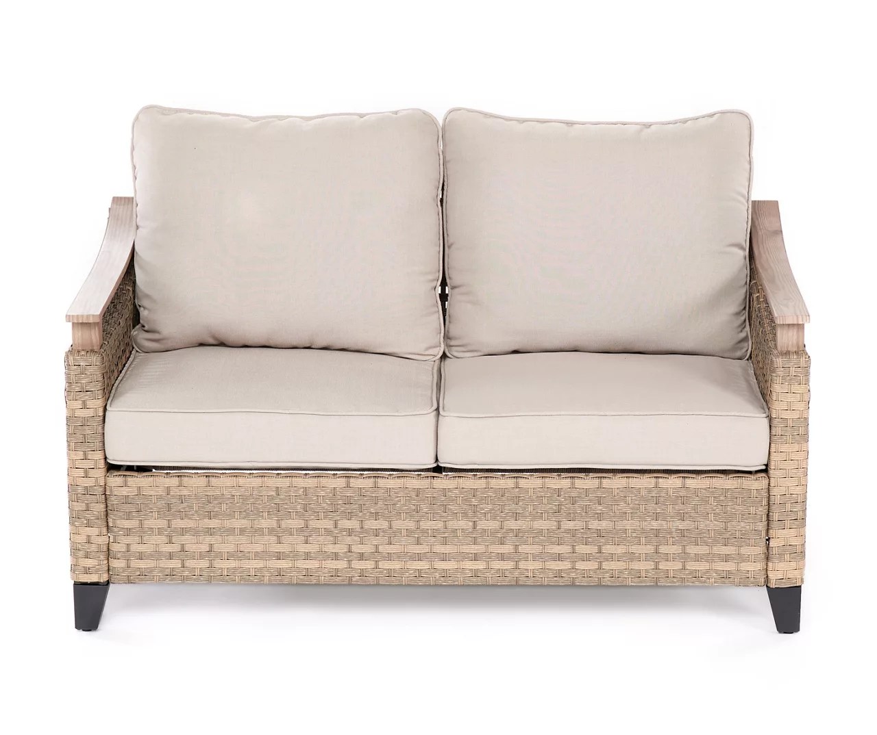Broyhill San Marino Tan Wicker Cushioned Patio Loveseat | Big Lots
