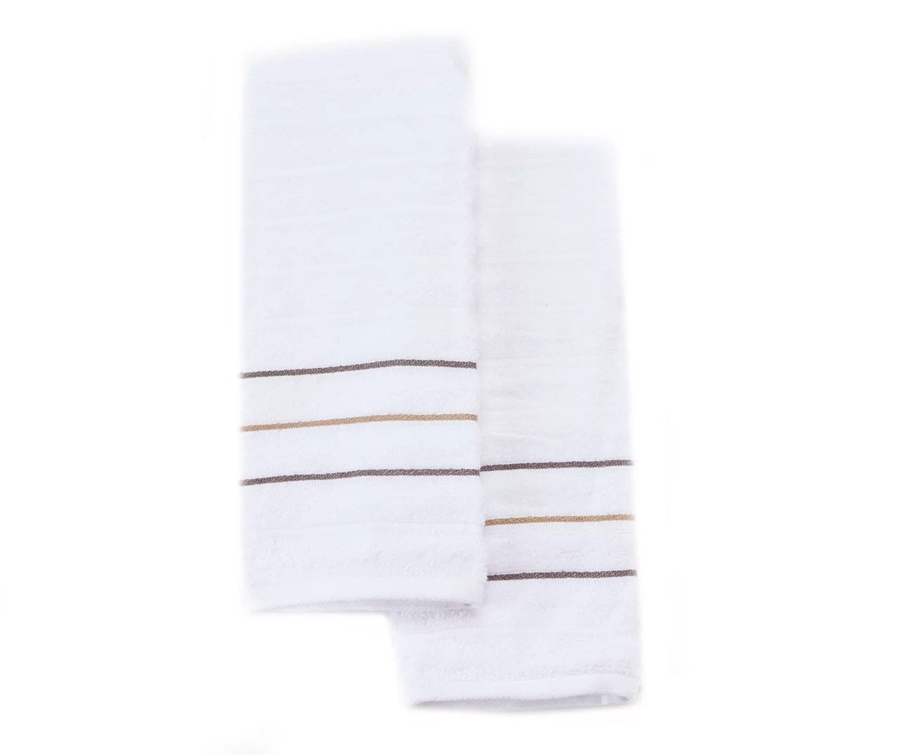 Somanic White & Gray Stripe Hand Towels, 2Pack Big Lots