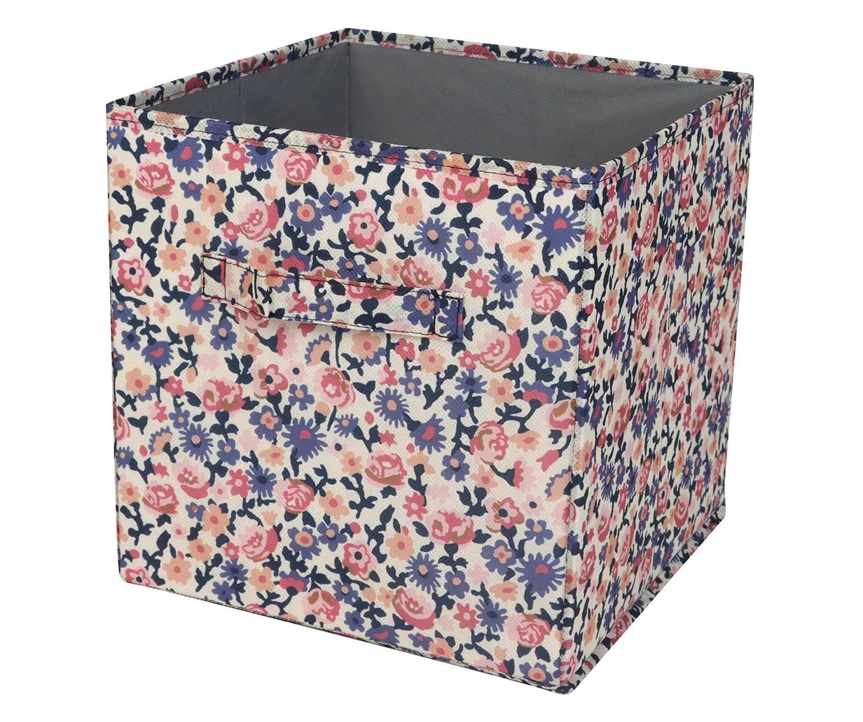 11" Blue, Pink & White Floral Fabric Bin Big Lots