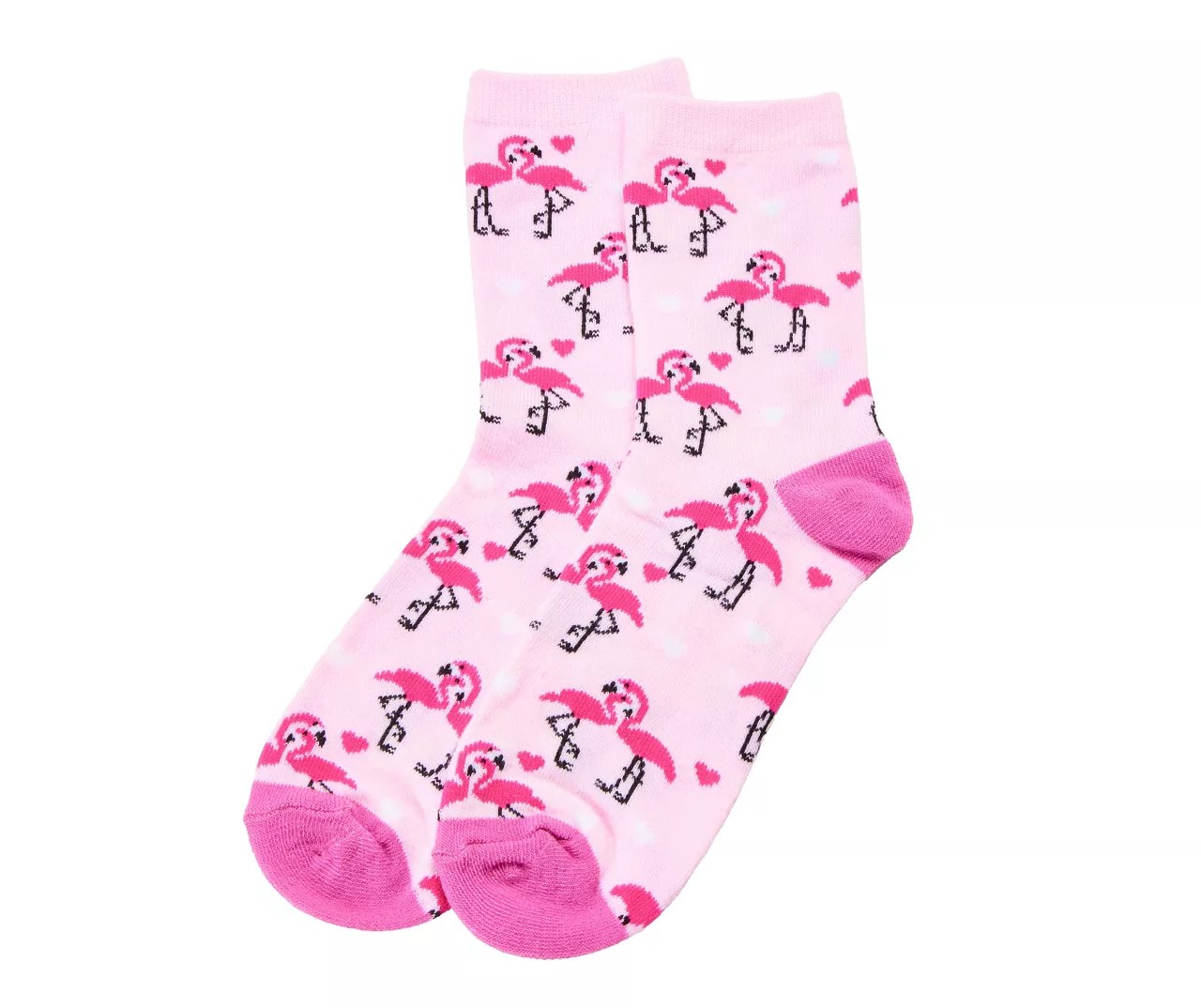 Big Lots 'All Under 5' Women's Pink Flamingos in Love Crew Socks Big
