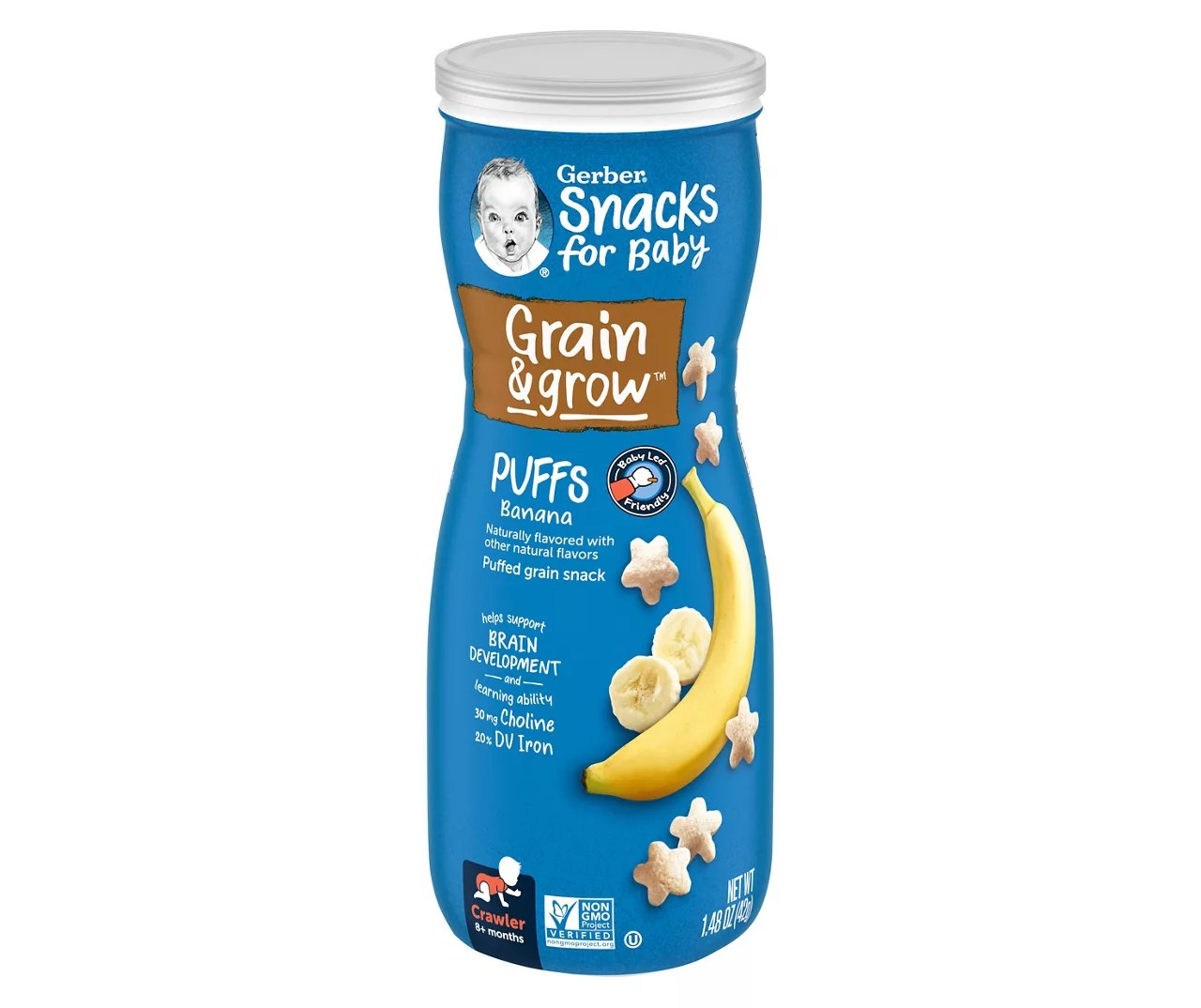 Gerber Gerber Snacks for Baby Grain & Grow Puffs, Banana, 1.48 oz Canister Big Lots