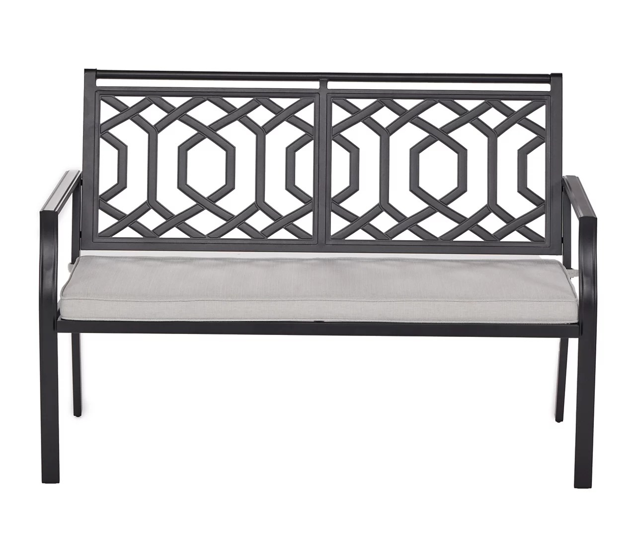 Real Living Bel Air Black Metal Bench With Gray Cushion Big Lots