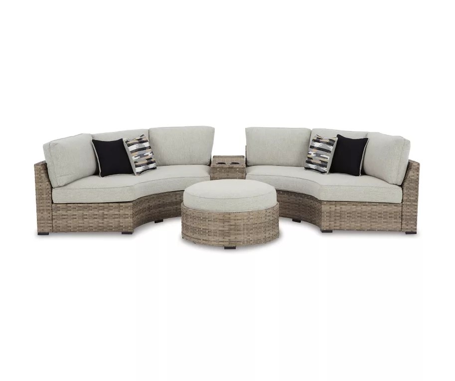 Signature Design By Ashley Calworth 4Piece Wicker Cushioned Patio