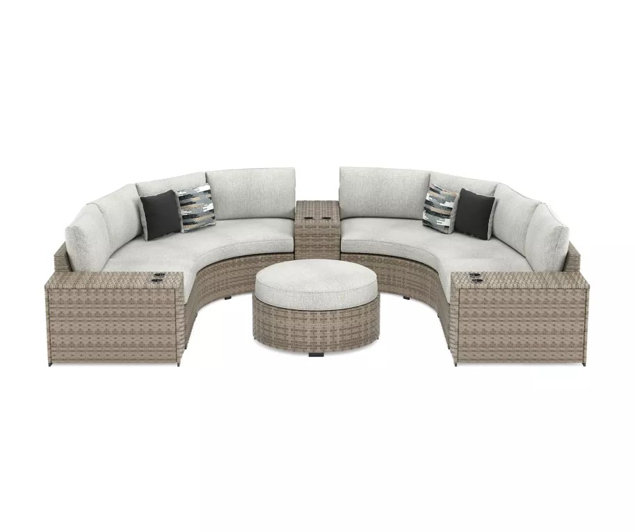 Signature Design By Ashley Calworth 8Piece Wicker Cushioned Patio