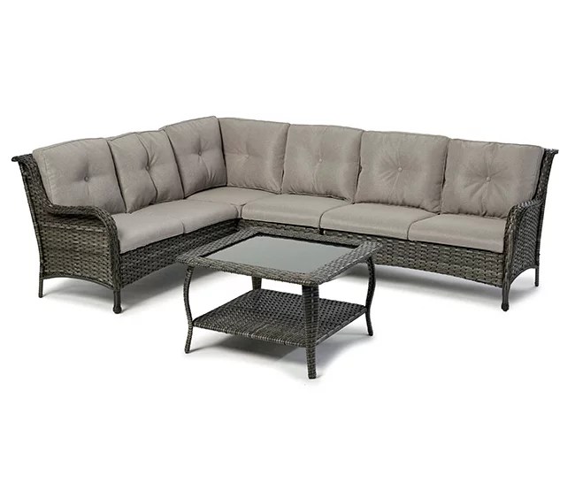 Real Living Oakmont Gray Cushioned Patio Sectional & Coffee Table Set