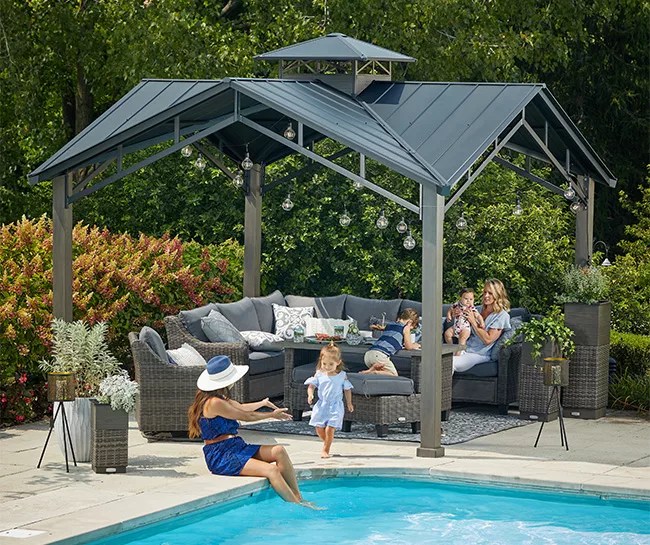 Broyhill Legacy Thornwood Cushioned Patio Seating & Pavillion Set Big