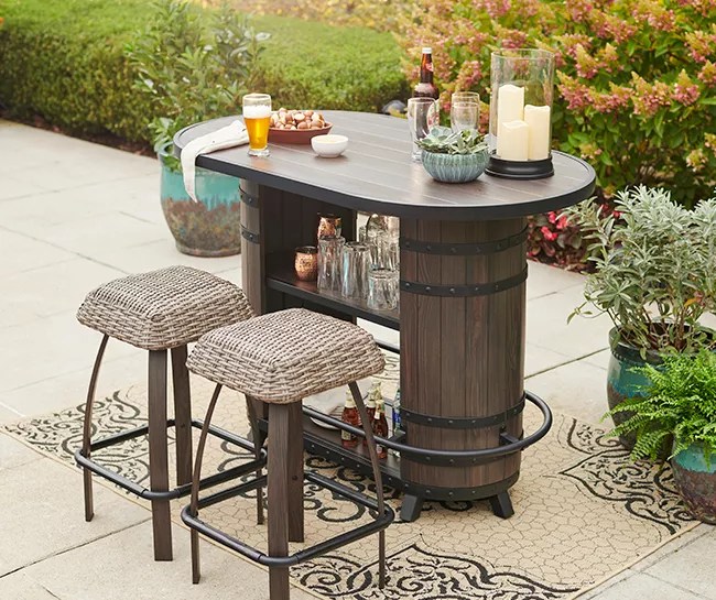 Real Living 3Piece Wine Barrel Patio Bar Set Big Lots