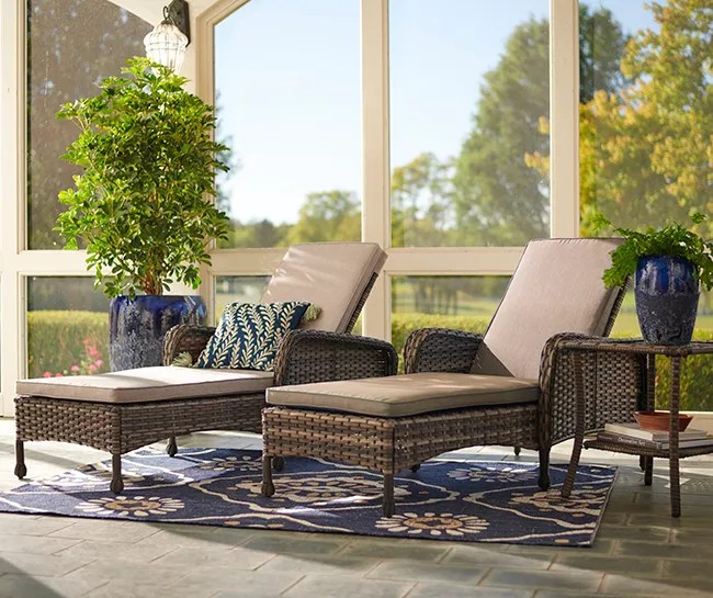 Real Living Oakmont Gray 3Piece Cushioned Patio Lounge & Side Table