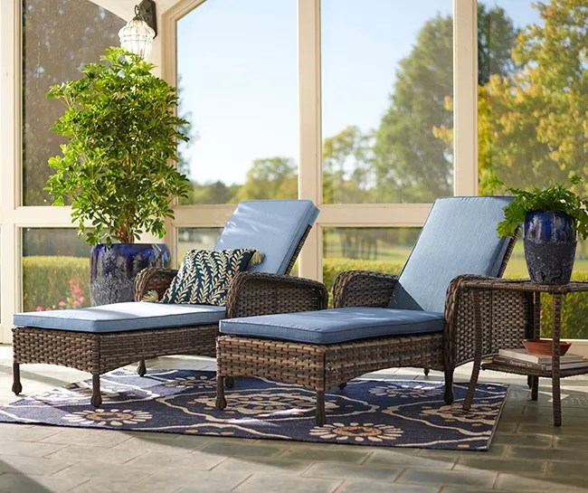 Real Living Oakmont Navy 3Piece Cushioned Patio Lounge & Side Table