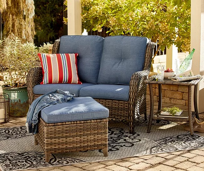 Real Living Oakmont Navy 3Piece Small Space Cushioned Patio Seating