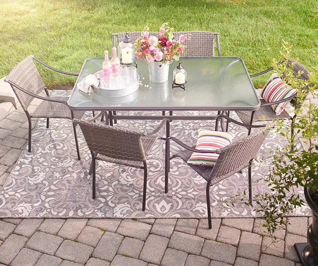 Gray AllWeather Wicker Chair & Rectangular Table Patio Dining Set
