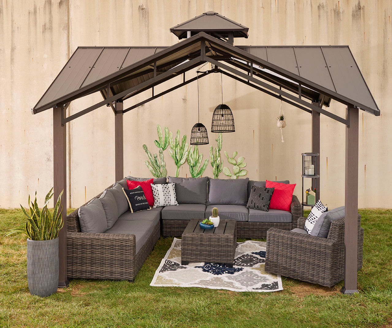 Pembroke AllWeather Wicker Patio Seating & Hard Top Pavilion