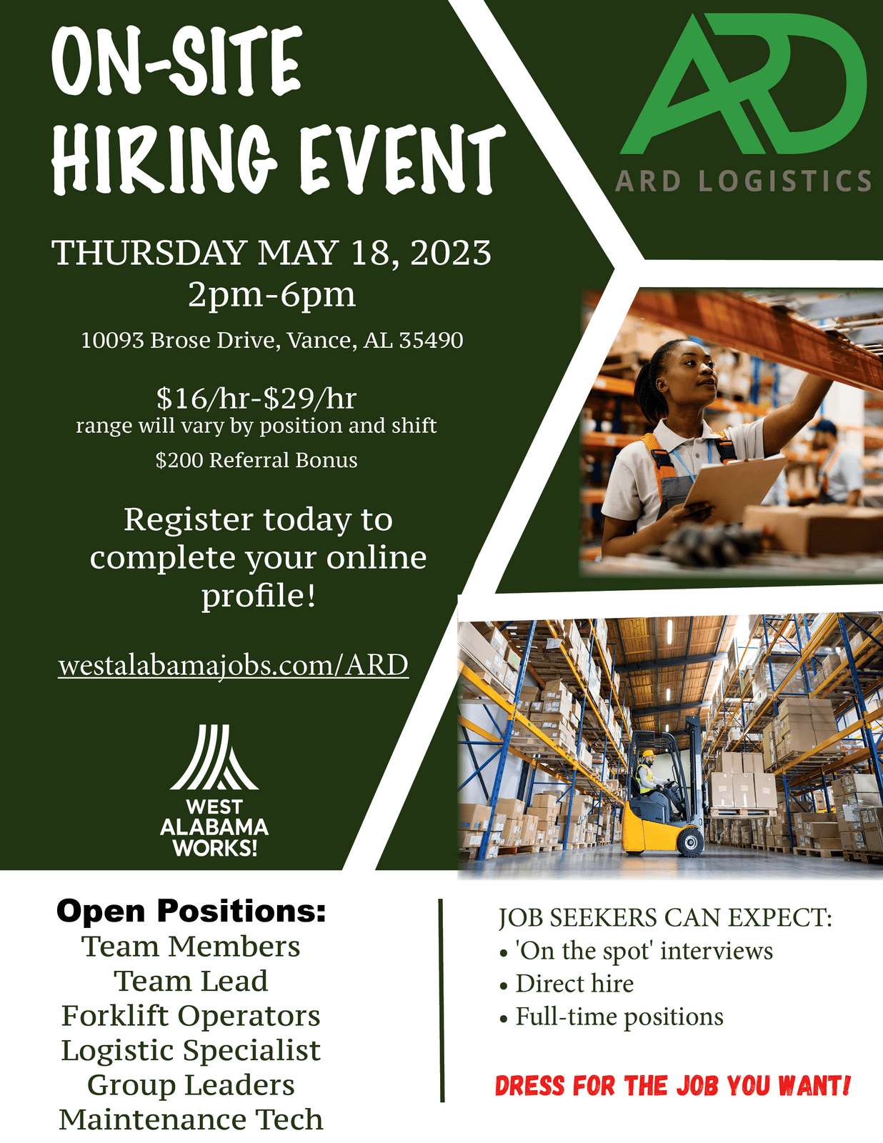 ARD Logistics Onsite Hiring Event West AlabamaWorks