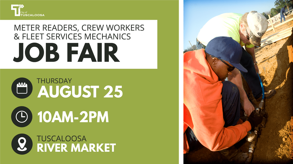 City of Tuscaloosa to Host Job Fair for Meter, Landscaping and Fleet
