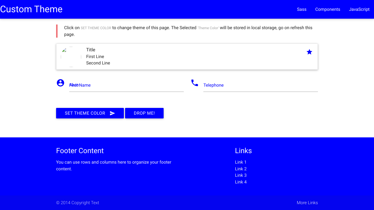 CodePen Materialize CSS Change Theme Color