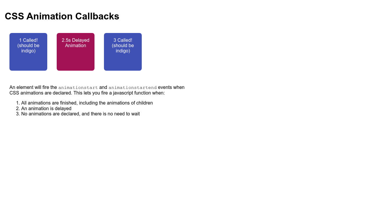 CSS Animation Callbacks